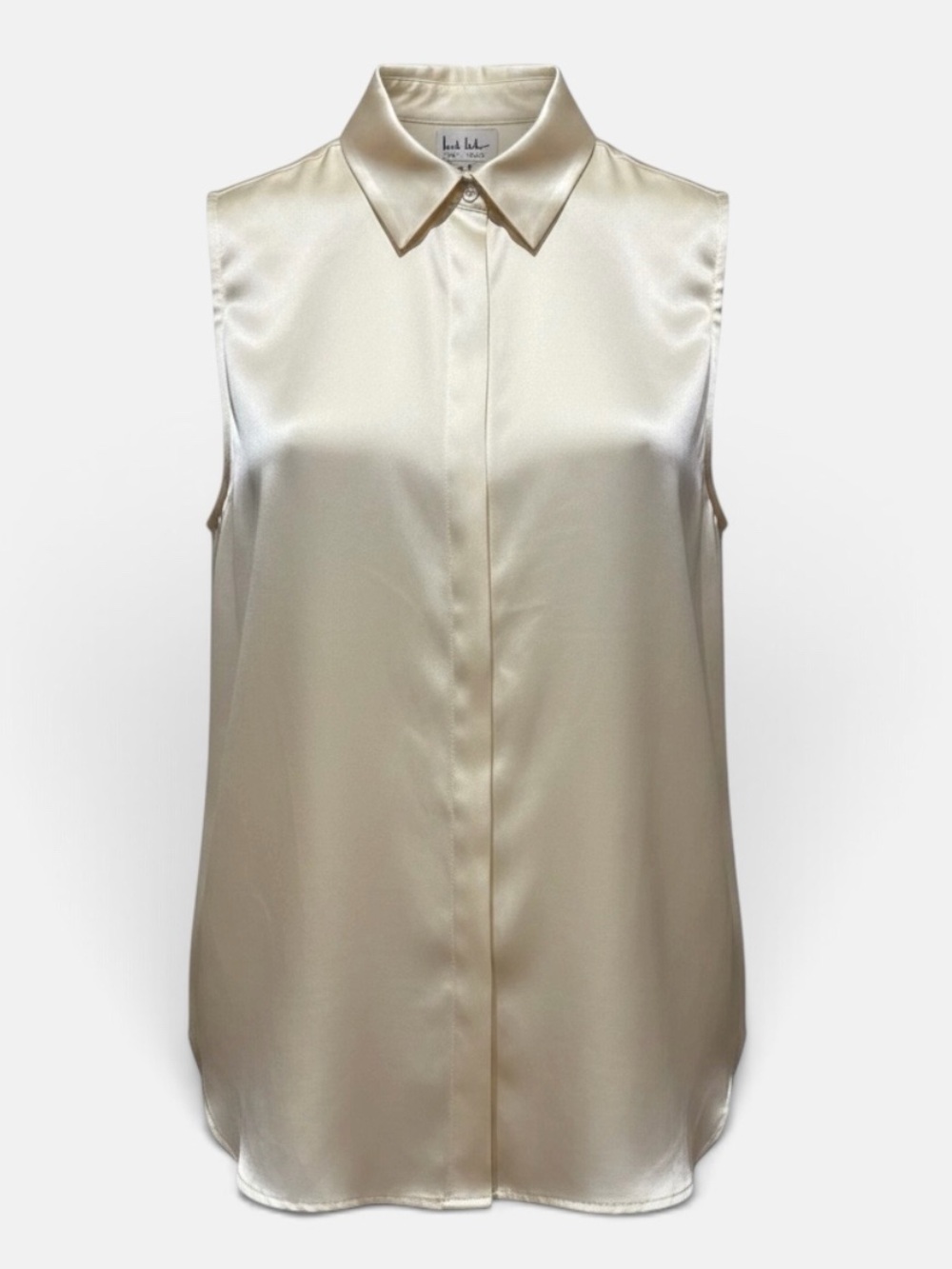Nicole Miller NY Cream Sleeveless Satin Button-Front Blouse